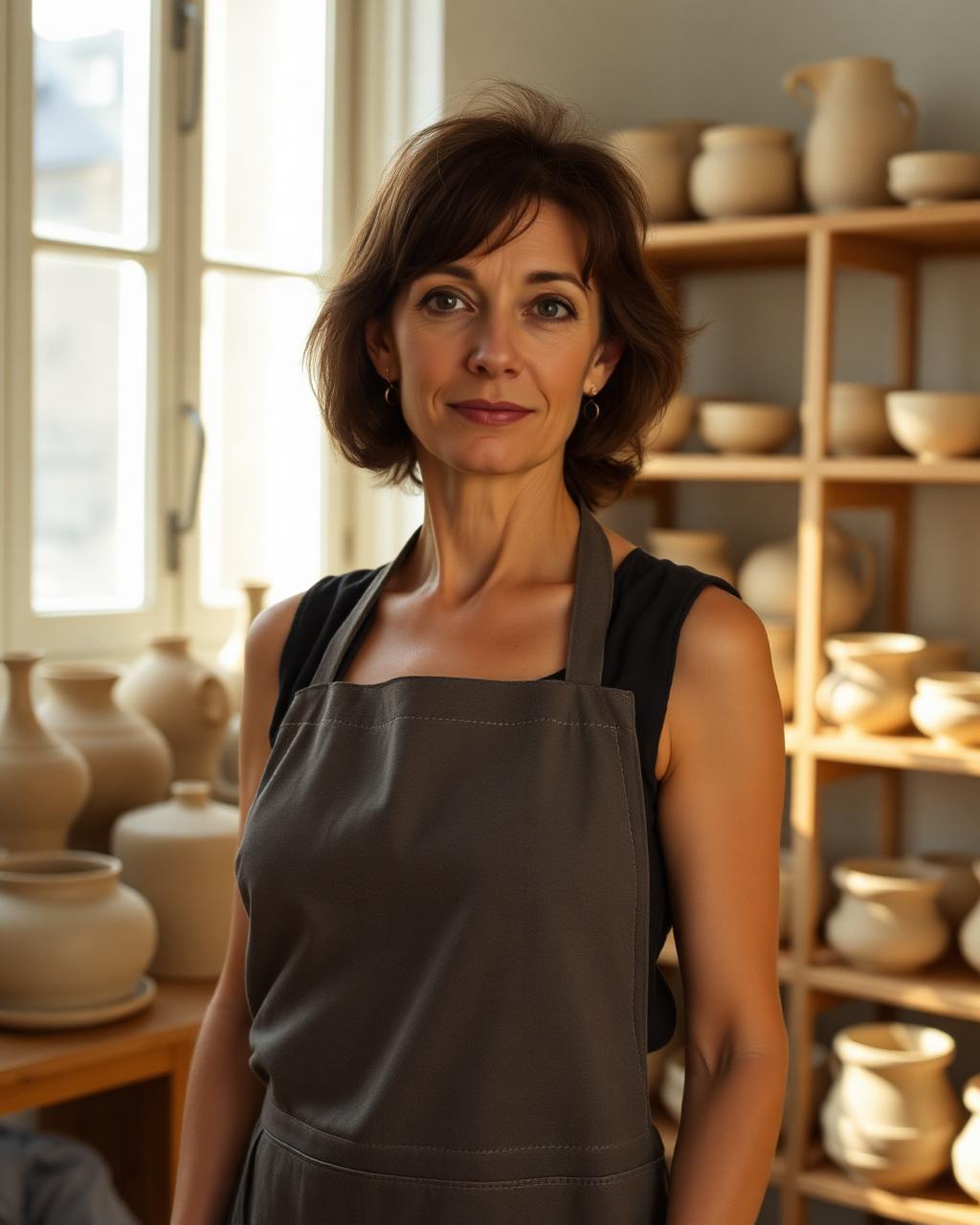 Portrait of the ceramicist Aiko Marsh in her studio.